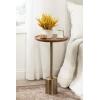 imageKate and Laurel Xyler Modern Round Wood and Metal Drink Table 10 x 10 x 24 Burlwood and Antique Brass Transitional Pedestal Table for Use as Indoor Plant Stand or Living Room Decor AccentWalnut BrownGold