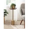 imageKate and Laurel Xyler Modern Round Wood and Metal Drink Table 10 x 10 x 24 Burlwood and Antique Brass Transitional Pedestal Table for Use as Indoor Plant Stand or Living Room Decor AccentWalnut BrownGold