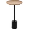 imageKate and Laurel Xyler Modern Round Wood and Metal Drink Table 10 x 10 x 24 Burlwood and Antique Brass Transitional Pedestal Table for Use as Indoor Plant Stand or Living Room Decor AccentNaturalBlack