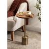 imageKate and Laurel Xyler Modern Round Wood and Metal Drink Table 10 x 10 x 24 Burlwood and Antique Brass Transitional Pedestal Table for Use as Indoor Plant Stand or Living Room Decor AccentWalnut BrownGold