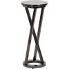imageKate and Laurel Aja Modern Metal Round Drink Table 9 x 9 x 22 Antique Brass Decorative Geometric Pedestal Table with Circular Tabletop for Use as Metal Indoor Plant StandPewter