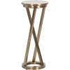 imageKate and Laurel Aja Modern Metal Round Drink Table 9 x 9 x 22 Antique Brass Decorative Geometric Pedestal Table with Circular Tabletop for Use as Metal Indoor Plant StandGold