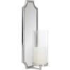imageKate and Laurel Ciel Glam Mirrored Wall Sconce 6 x 5 x 16 Black Modern Scalloped Candle Holder with Removable Glass Cylinder and Mirror for Bathroom or Bedroom Wall DecorSilver