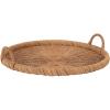 imageKate and Laurel Cormont Modern Round Woven Rattan Tray with Handles 23 Inch Diameter Natural Rattan Decorative Circle Boho Tray for Use as Versatile Ottoman Tray or Serving PlatterNatural