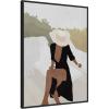 imageKate and Laurel Elegant Womanin Hat Framed Canvas Wall Art by July Art Prints 28 x 38 Sylvie Black Modern People Beach Abstract Art for Wall Decor Living Room Bedroom