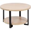imageKate and Laurel Hendricks Modern Geometric Round Wood Coffee Table 30 x 30 x 19 Light Natural and Black Decorative Circular Living Room Table with Storage for Useful Home Decor