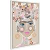 imageKate and Laurel Sylvie Frida Frollae Framed Canvas Wall Art by Inkheart Designs 18x24 White Modern Floral Female Portrait Art