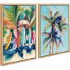 imageKate and Laurel Sylvie Surf and Sand and Tropical Palms Study Framed Canvas Wall Art Set by Rachel Christopoulos 2 Piece Set 18x24 NaturalNatural