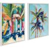 imageKate and Laurel Sylvie Surf and Sand and Tropical Palms Study Framed Canvas Wall Art Set by Rachel Christopoulos 2 Piece Set 18x24 NaturalWhite