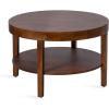 imageKate and Laurel Talcott Modern Tiered Round Coffee Table 28 x 28 x 18 Walnut Brown Transitional TwoTier Circle Living Room Table with Storage and Mango Wood ConstructionWalnut Brown