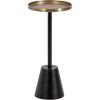 imageKate and Laurel Tira Elegant Round Drink Table 10 x 22 Antique Brass and Black Vintage Glam Circle Martini Table for Use as a Small Bedroom Nightstand or Living Room Plant Stand OptionGoldBlack