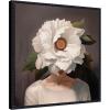 imageKate and Laurel White Flower Woman Portrait Framed Canvas Wall Art by The Creative Bunch Studio 22 x 22 Sylvie Beaded Black Modern People Flowers Nature Art for Wall Decor Living Room Bedroom