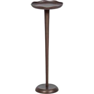 imageKate and Laurel Alessia Modern Decorative Metal Drink Table 8 x 8 x 22 White Transitional Round Cast Aluminum Pedestal Plant Stand with Rough Texture and Wavy Scalloped EdgeBronze
