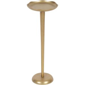 imageKate and Laurel Alessia Modern Decorative Metal Drink Table 8 x 8 x 22 White Transitional Round Cast Aluminum Pedestal Plant Stand with Rough Texture and Wavy Scalloped EdgeGold