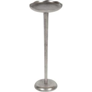 imageKate and Laurel Alessia Modern Decorative Metal Drink Table 8 x 8 x 22 White Transitional Round Cast Aluminum Pedestal Plant Stand with Rough Texture and Wavy Scalloped EdgeSilver