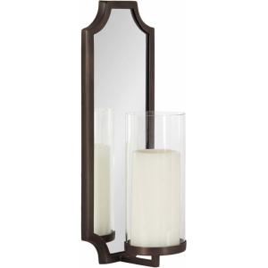 imageKate and Laurel Ciel Glam Mirrored Wall Sconce 6 x 5 x 16 Black Modern Scalloped Candle Holder with Removable Glass Cylinder and Mirror for Bathroom or Bedroom Wall DecorBronze