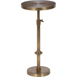 imageKate and Laurel Engles Traditional AdjustableHeight Pedestal Drink Table 10 x 10 x 30 Antique Brass and Black Vintage Round Indoor Metal Plant Stand with Embossed Sunburst PatternGold