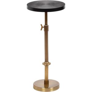 imageKate and Laurel Engles Traditional AdjustableHeight Pedestal Drink Table 10 x 10 x 30 Antique Brass and Black Vintage Round Indoor Metal Plant Stand with Embossed Sunburst PatternGoldBlack