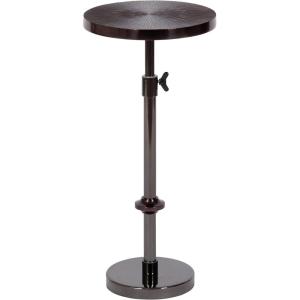 imageKate and Laurel Engles Traditional AdjustableHeight Pedestal Drink Table 10 x 10 x 30 Antique Brass and Black Vintage Round Indoor Metal Plant Stand with Embossed Sunburst PatternPewter