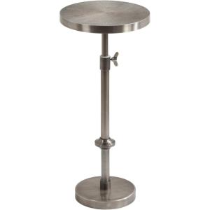 imageKate and Laurel Engles Traditional AdjustableHeight Pedestal Drink Table 10 x 10 x 30 Antique Brass and Black Vintage Round Indoor Metal Plant Stand with Embossed Sunburst PatternSilver