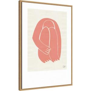 imageKate and Laurel Head Down Terracotta Silhouette Framed Canvas Wall Art by Simon West 23 x 33 Sylvie Natural Modern Contemporary People Abstract Art for Wall Decor Living Room Bedroom