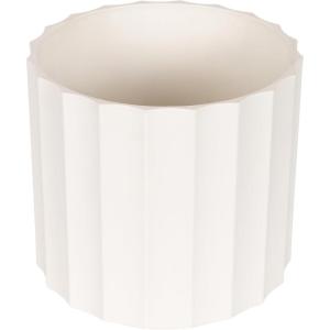 imageKate and Laurel Jibbs Round Indoor Scalloped Planter Pot 10 x 10 x 10 White Modern Circular Planter for Indoor Plants for Living Room or Sunroom Decor