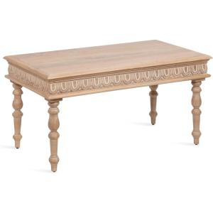 imageKate and Laurel Patresa Traditional Carved Rectangle Wood Coffee Table 36 x 20 x 18 Light Natural Decorative Rectangular Living Room Table with Storage for Useful Home Decor