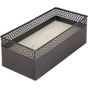imageKate and Laurel Pearce Rectangle Decorative Metal Candle Bowl 11 x 6 x 4 Gray Gunmetal Large ThreeWick Unscented Candle with Decorative Bowl for Living Room DecorPewter