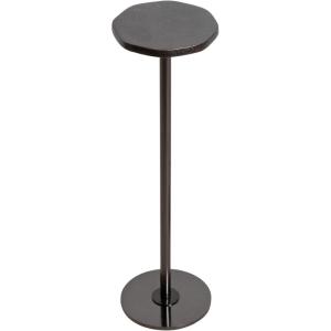 imageKate and Laurel Pianka Decorative Modern Pedestal Round Drink Table 7 x 7 x 22 Gunmetal Cast Aluminum Mini Table with Organic Tabletop Shape for Use as Small Plant Stand or Living Room AccentPewter