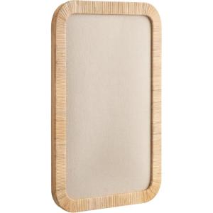imageKate and Laurel Rahfy Modern Rattan Framed Wall Pinboard 20 x 30 Natural Rattan Boho Rounded Rectangle Bulletin Board for Use as Motivational Vision Board or Wall Organizer