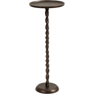 imageKate and Laurel Ropa Transitional Round Pedestal Drink Table 9 x 9 x 22 Black Decorative Cast Aluminum Mini Table with Spiral Rope Design for Use as Indoor Plant Stand or Living Room AccentBronze