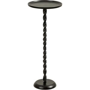 imageKate and Laurel Ropa Transitional Round Pedestal Drink Table 9 x 9 x 22 Black Decorative Cast Aluminum Mini Table with Spiral Rope Design for Use as Indoor Plant Stand or Living Room AccentBlack