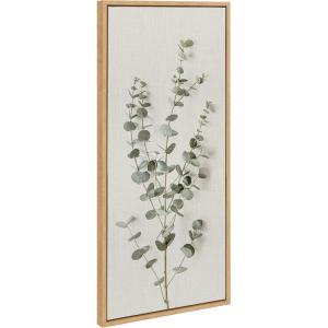 imageKate and Laurel Sylvie Eucalyptus Botanical I Framed Canvas Wall Art by The Creative Bunch Studio 18x40 Panel Gold Decorative Plant ArtNatural