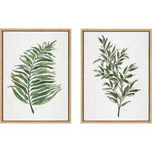 imageKate and Laurel Sylvie Green Fern and Ruscus Framed Canvas Wall Art Set by Patricia Shaw 2 Piece 18x24 Natural Natural Plant Leaf Art Set for Wall