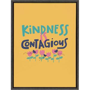 imageKate and Laurel Sylvie Kindness is Contagious Framed Canvas Wall Art by Jenn Van Wyk of Courageous ampamp Kind Paper Co 18x24 Gray Motivational Art for Wall