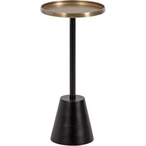 imageKate and Laurel Tira Elegant Round Drink Table 10 x 22 Antique Brass and Black Vintage Glam Circle Martini Table for Use as a Small Bedroom Nightstand or Living Room Plant Stand OptionGoldBlack