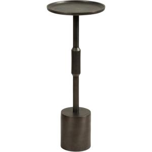 imageKate and Laurel Truxton Modern Round Metal Drink Table 9 x 9 x 22 Graphite Industrial Cast Aluminum Pedestal Table for Use as Indoor Plant Stand or Living Room Decor