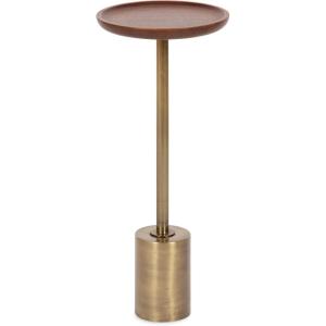 imageKate and Laurel Xyler Modern Round Wood and Metal Drink Table 10 x 10 x 24 Burlwood and Antique Brass Transitional Pedestal Table for Use as Indoor Plant Stand or Living Room Decor AccentWalnut BrownGold