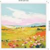 imageKate and Laurel Colorful Meadow Landscape Framed Canvas Wall Art by The Creative Bunch Studio 22 x 22 Sylvie White Whimsical Landscapes Nature Flowers Art for Wall Decor Living Room Bedroom