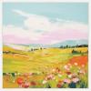 imageKate and Laurel Colorful Meadow Landscape Framed Canvas Wall Art by The Creative Bunch Studio 22 x 22 Sylvie White Whimsical Landscapes Nature Flowers Art for Wall Decor Living Room Bedroom