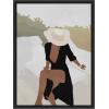 imageKate and Laurel Elegant Womanin Hat Framed Canvas Wall Art by July Art Prints 18 x 24 Sylvie Black Modern People Beach Abstract Art for Wall Decor Living Room Bedroom