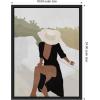 imageKate and Laurel Elegant Womanin Hat Framed Canvas Wall Art by July Art Prints 18 x 24 Sylvie Black Modern People Beach Abstract Art for Wall Decor Living Room Bedroom