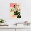 imageKate and Laurel Fashion Woman Drinking Martini Framed Canvas Wall Art by Honey Island Studio 18 x 24 Sylvie Beaded White Modern People Entertainment Art for Wall Decor Living Room Bedroom