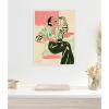 imageKate and Laurel Fashion Woman Drinking Martini Framed Canvas Wall Art by Honey Island Studio 18 x 24 Sylvie Beaded White Modern People Entertainment Art for Wall Decor Living Room Bedroom