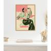 imageKate and Laurel Fashion Woman Drinking Martini Framed Canvas Wall Art by Honey Island Studio 18 x 24 Sylvie Bright Gold Modern People Entertainment Art for Wall Decor Living Room Bedroom