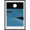 imageKate and Laurel Folk To The Moon Linocut Framed Canvas Wall Art by Guilana Lazzerini 23 x 33 Sylvie Black Modern Contemporary Abstract Art for Wall Decor Living Room Bedroom