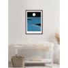 imageKate and Laurel Folk To The Moon Linocut Framed Canvas Wall Art by Guilana Lazzerini 23 x 33 Sylvie Black Modern Contemporary Abstract Art for Wall Decor Living Room Bedroom
