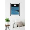 imageKate and Laurel Folk To The Moon Linocut Framed Canvas Wall Art by Guilana Lazzerini 23 x 33 Sylvie Black Modern Contemporary Abstract Art for Wall Decor Living Room Bedroom