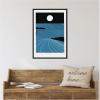 imageKate and Laurel Folk To The Moon Linocut Framed Canvas Wall Art by Guilana Lazzerini 23 x 33 Sylvie Black Modern Contemporary Abstract Art for Wall Decor Living Room Bedroom