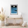imageKate and Laurel Folk To The Moon Linocut Framed Canvas Wall Art by Guilana Lazzerini 23 x 33 Sylvie Black Modern Contemporary Abstract Art for Wall Decor Living Room Bedroom